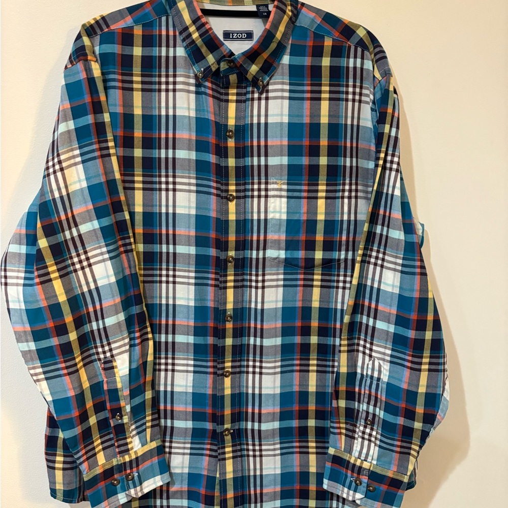 Izod Men's Multicolor Plaid Button Down Shirt
